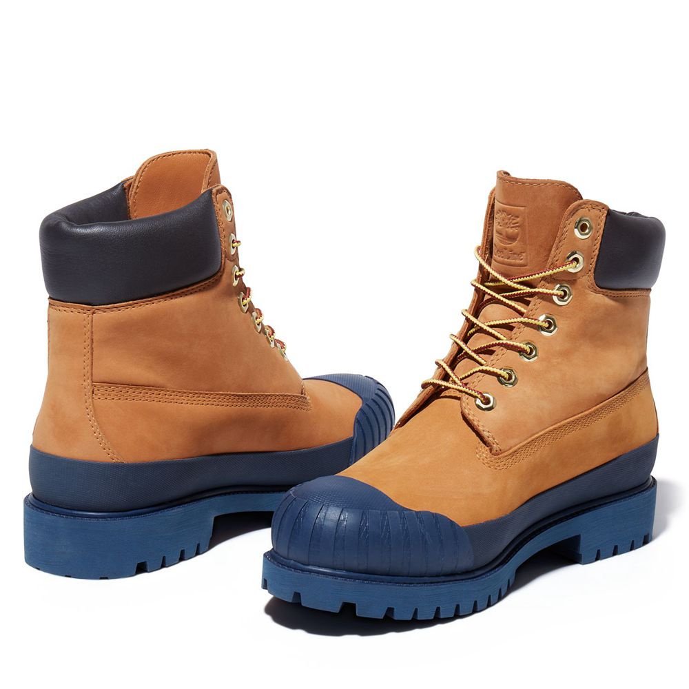 Timberland Mens 6-Inch Boots Bee Line x Waterproof Rubber Toe - Brown/Navy - India MA5382197